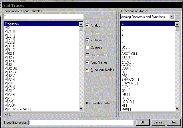 ac voltage in pspice schematics