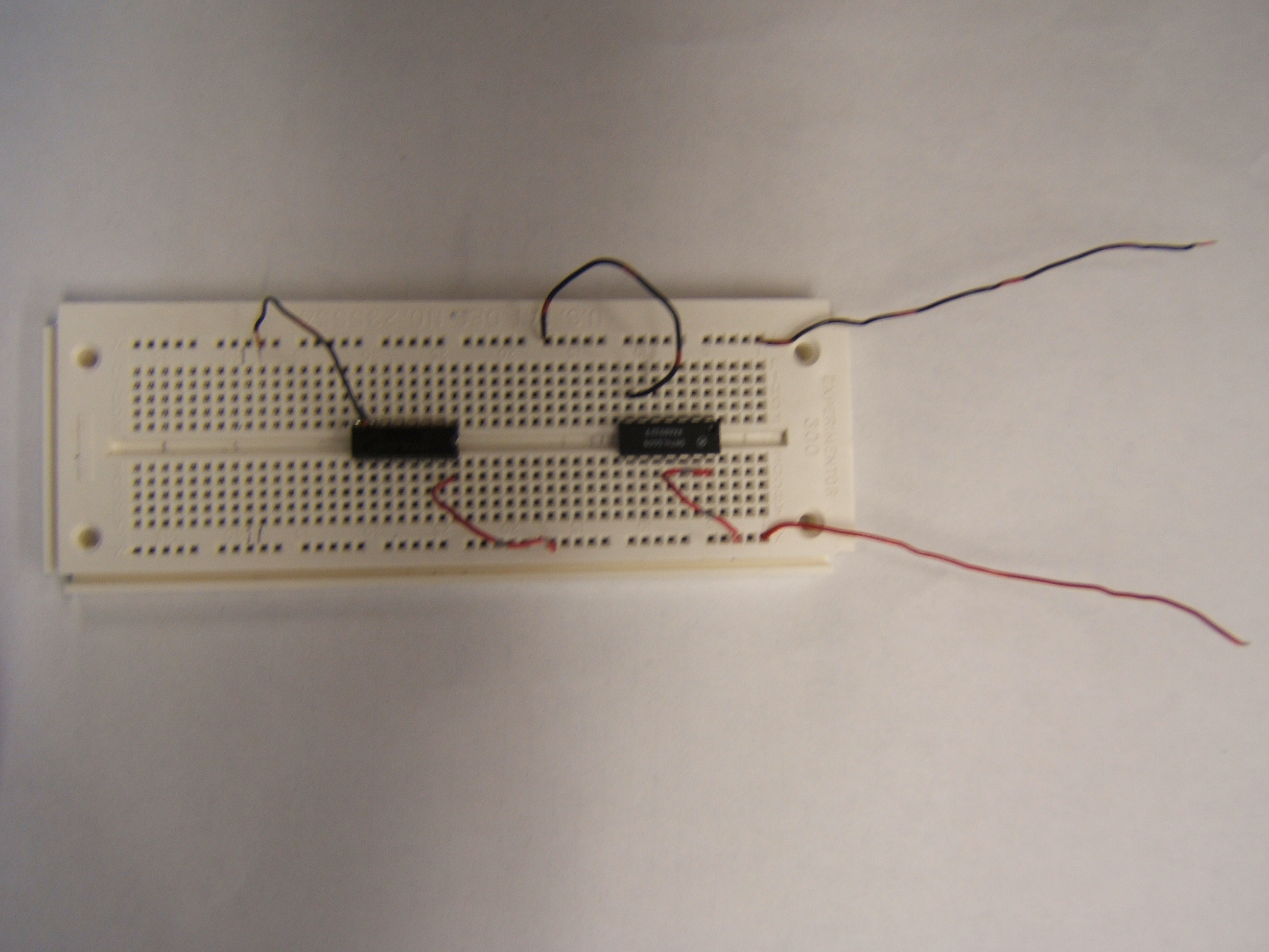 two chips on a breadboard