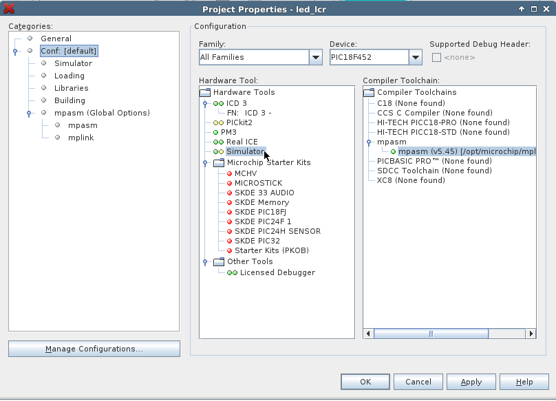 choosing the 
      simulator