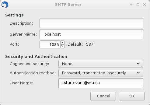 Thunderbird smtp settings