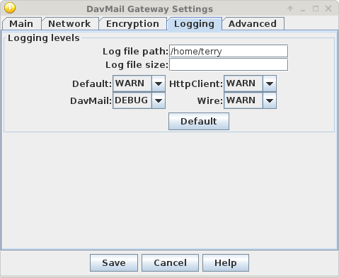 logging tab settings