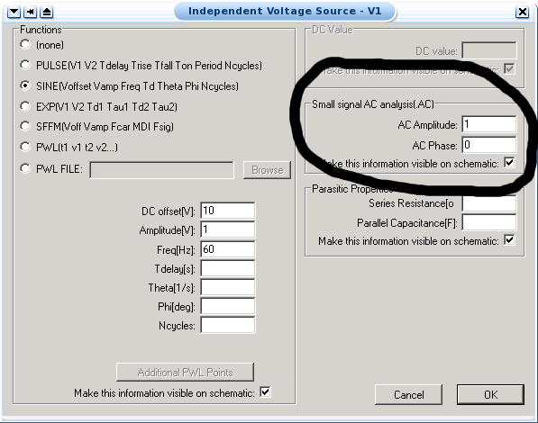 source configuration window