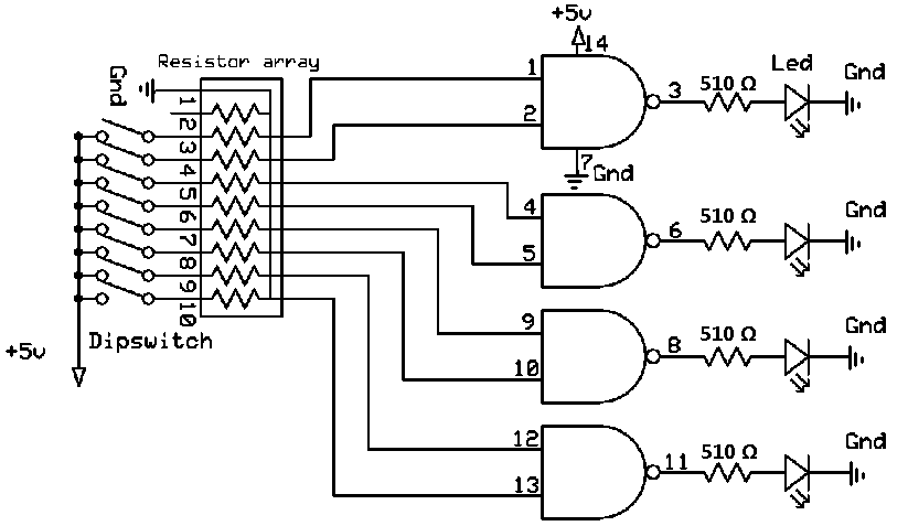 logic gates circuits led