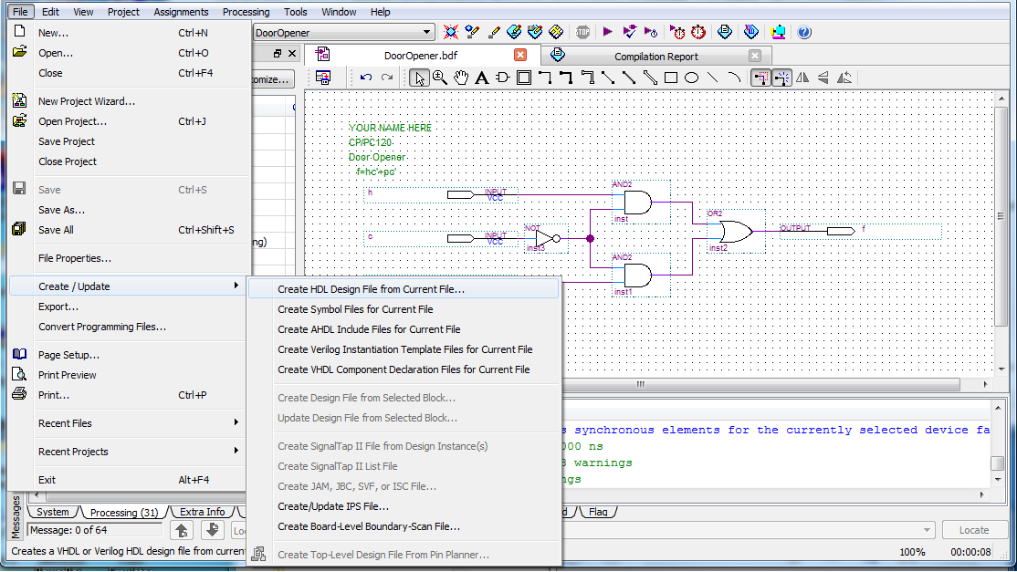 create VHDL