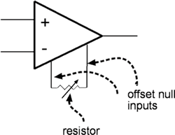 op-amp schematic 
		with offset null