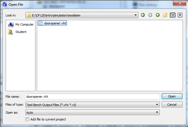 open testbench selected?