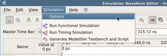 assign simulation options